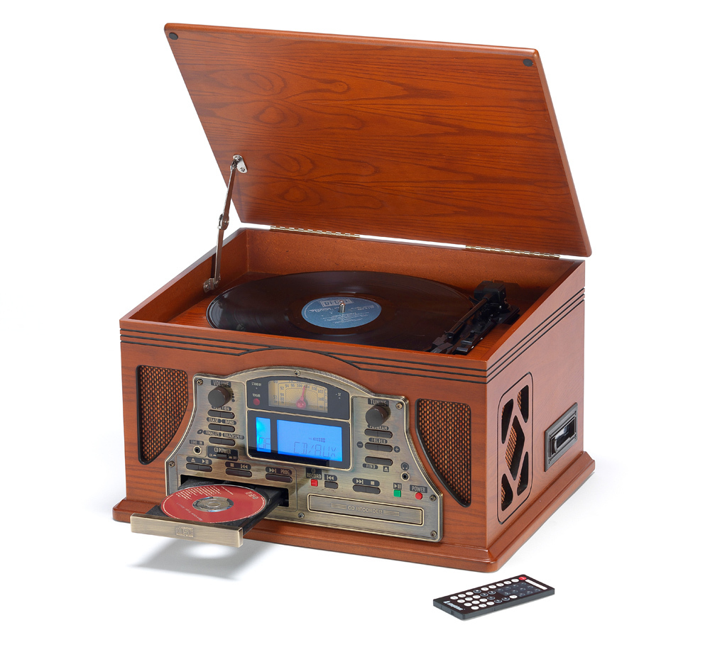 Steepletone Dark Wood Lancaster Nostalgic 5-in-1 Music System | GetInTheMix