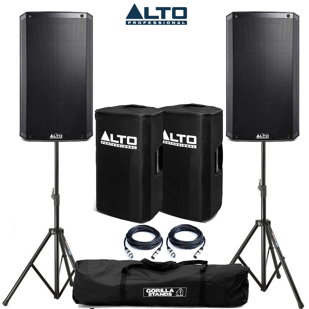 Alto TS215 Speaker Pair with Stands + Covers + Cables | getinthemix.com