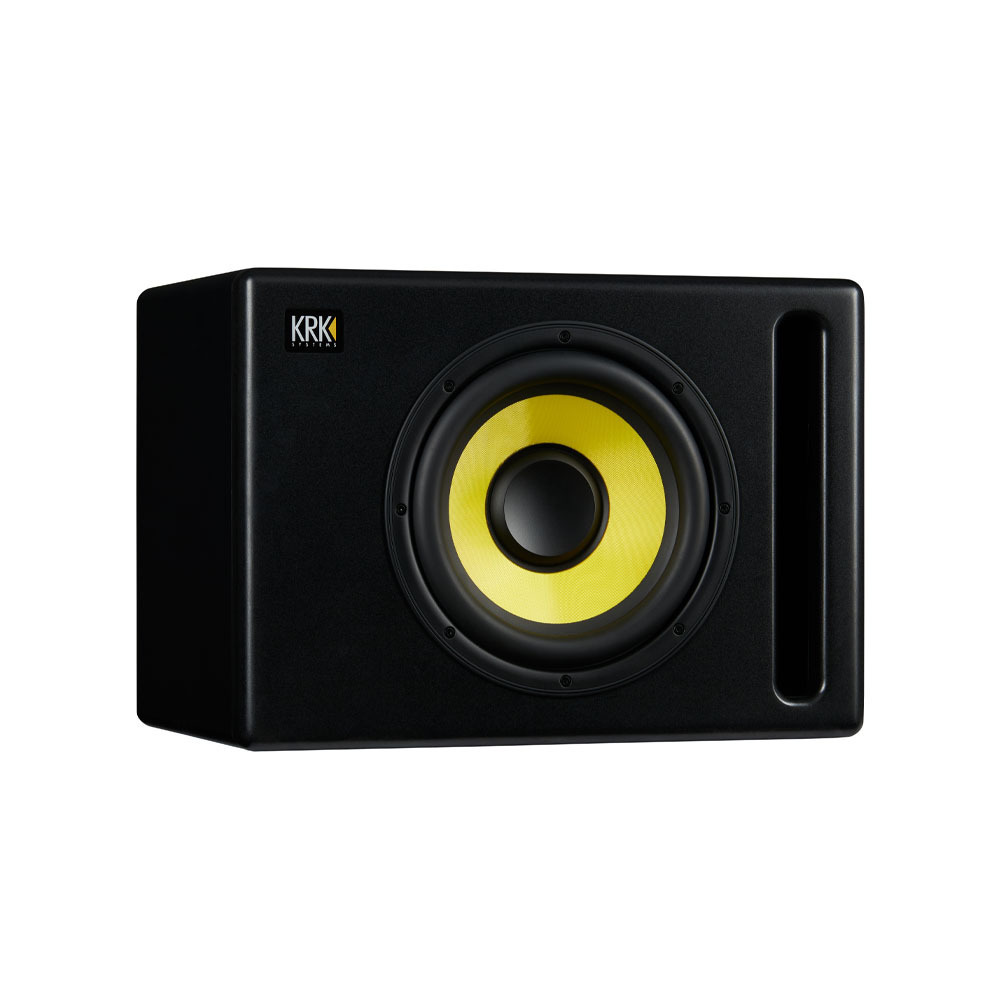 KRK S10.4 10 inches Powered Studio Subwoofer Class D Power amplifiers 4-Position Crossover Frequency and 160 watts of Power with Pair of EMB 1/4 in Cables and Magnet Phone Holder Bundle 