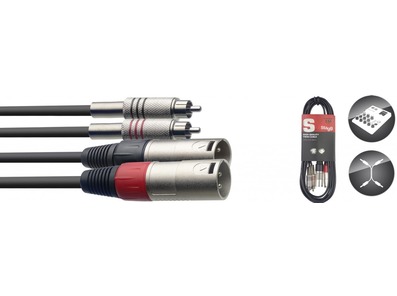 STAGG Essential Cable 2x Male XLR To 2x RCA Phono Twin Lead