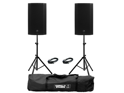2x Mackie Thump 12A V4 with Stands & Cables