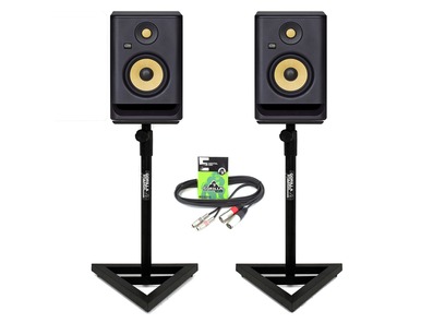 KRK Rokit RP5 G4 (Pair) with Studio Monitor Stands & Cable