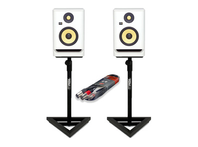 KRK RP8 G4 White Noise (Pair) with Studio Stands & Cable