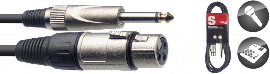 STAGG Essential Cable 6m Mono Jack To XLR Microphone Lead