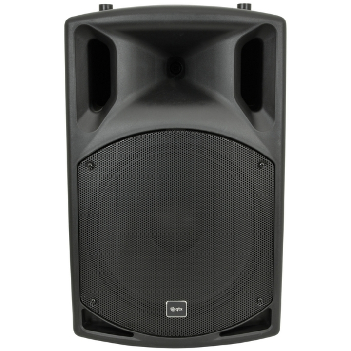 QTX QX15A Active Speakers with Stands & Cables
