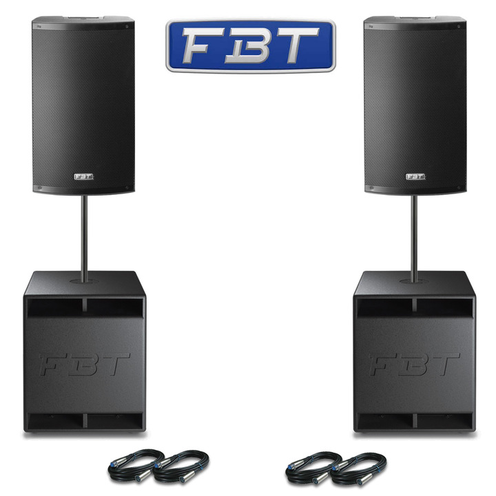 2x FBT X-Lite 12A Speakers & 2x Subline 12SA Subs