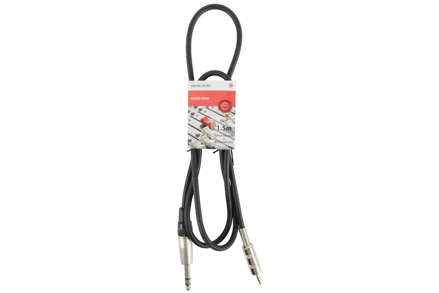 Chord 3.5mm Stereo Jack to 1/4" Stereo Jack Lead 1.5m