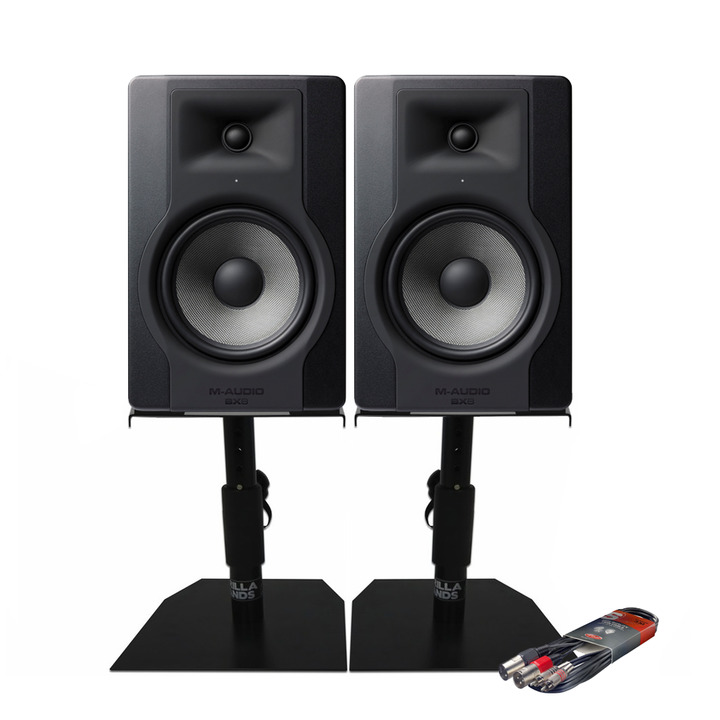 M-Audio BX8 D3 Monitors with Desktop Stands & Cable