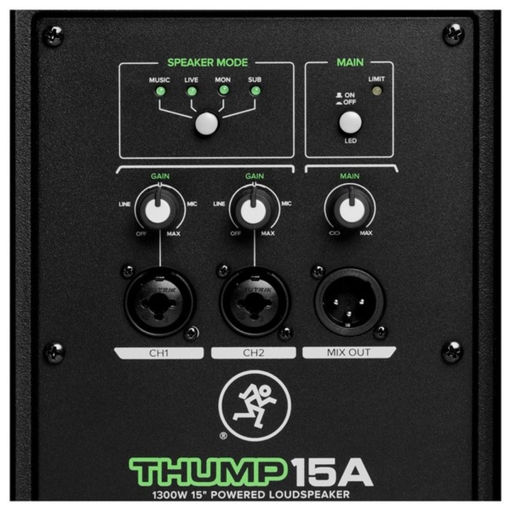 2x Mackie Thump 15A V4 with Stands & Cables