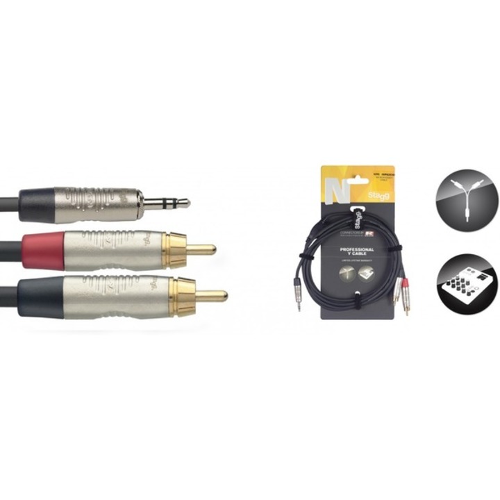 Stagg Professional Stereo Mini 3.5mm Jack to 2x RCA Lead