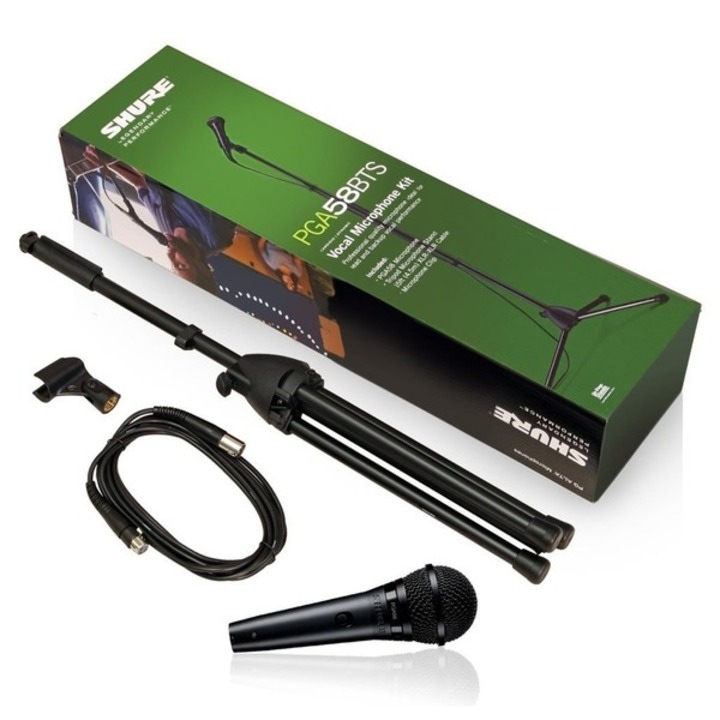 Shure PGA58 Vocal Microphone Set with Mic Stand + XLR Cable