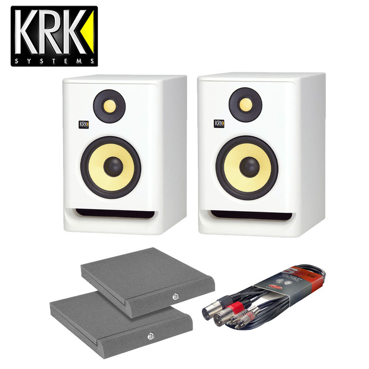 KRK RP8 G4 White Noise (Pair) with Isolation Pads + Cable