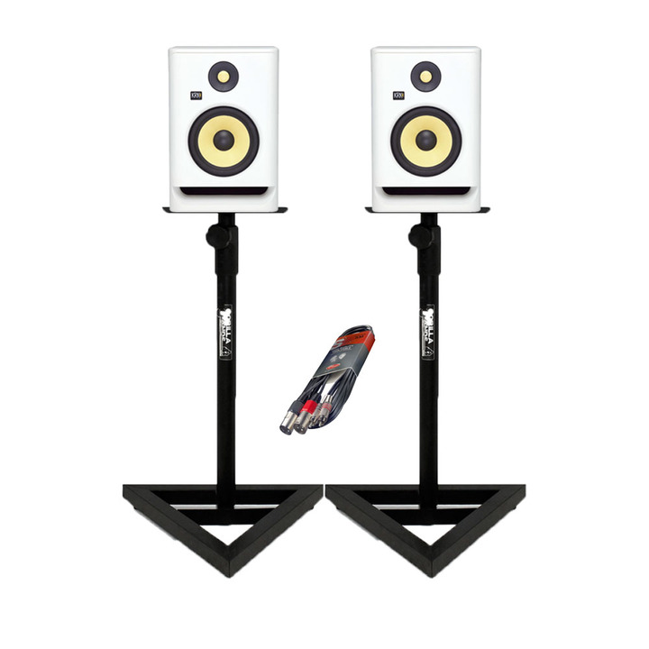 KRK RP7 G4 White Noise with Studio Stands + Cable