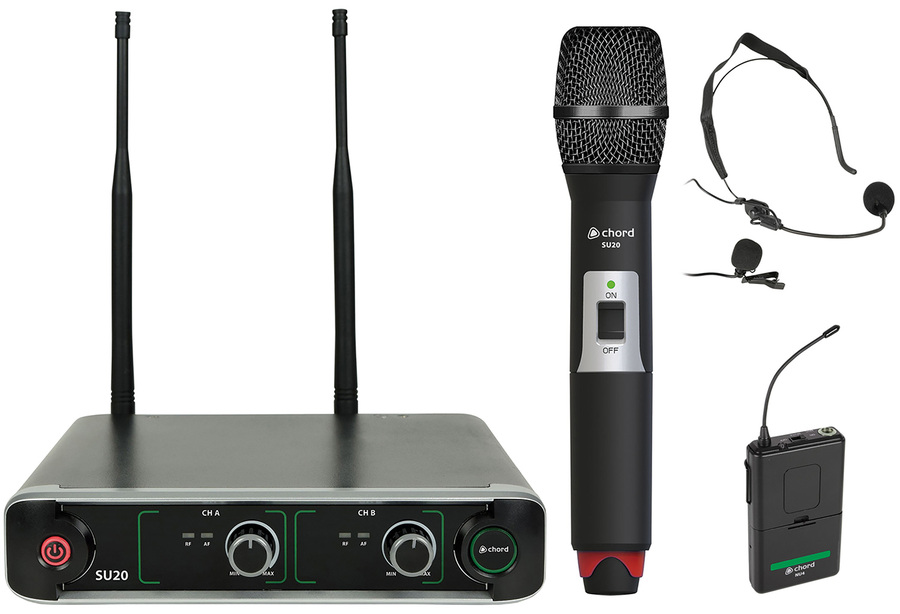 SU20 Dual UHF Combo Microphone Set Red + Green
