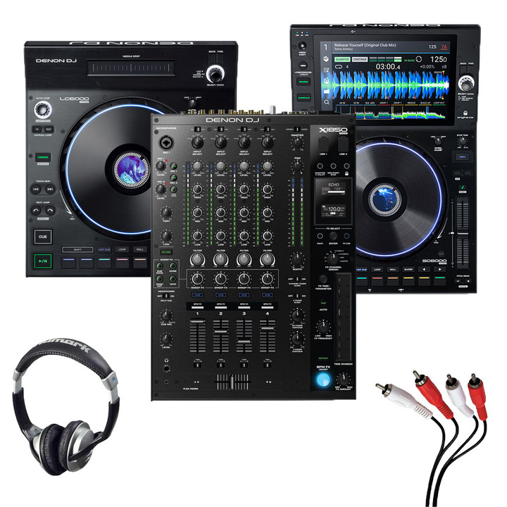 Denon LC6000 + SC6000 + X1850 Mixer w/ Headphones + Cable 