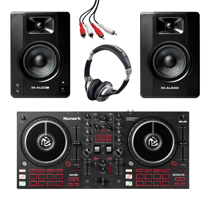 Numark Mixtrack Pro FX + M-Audio BX4 (Pair) w/ Headphones + Cable