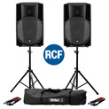 RCF Art 715-A MK4 PA Speaker (x2) with Stands & Cables